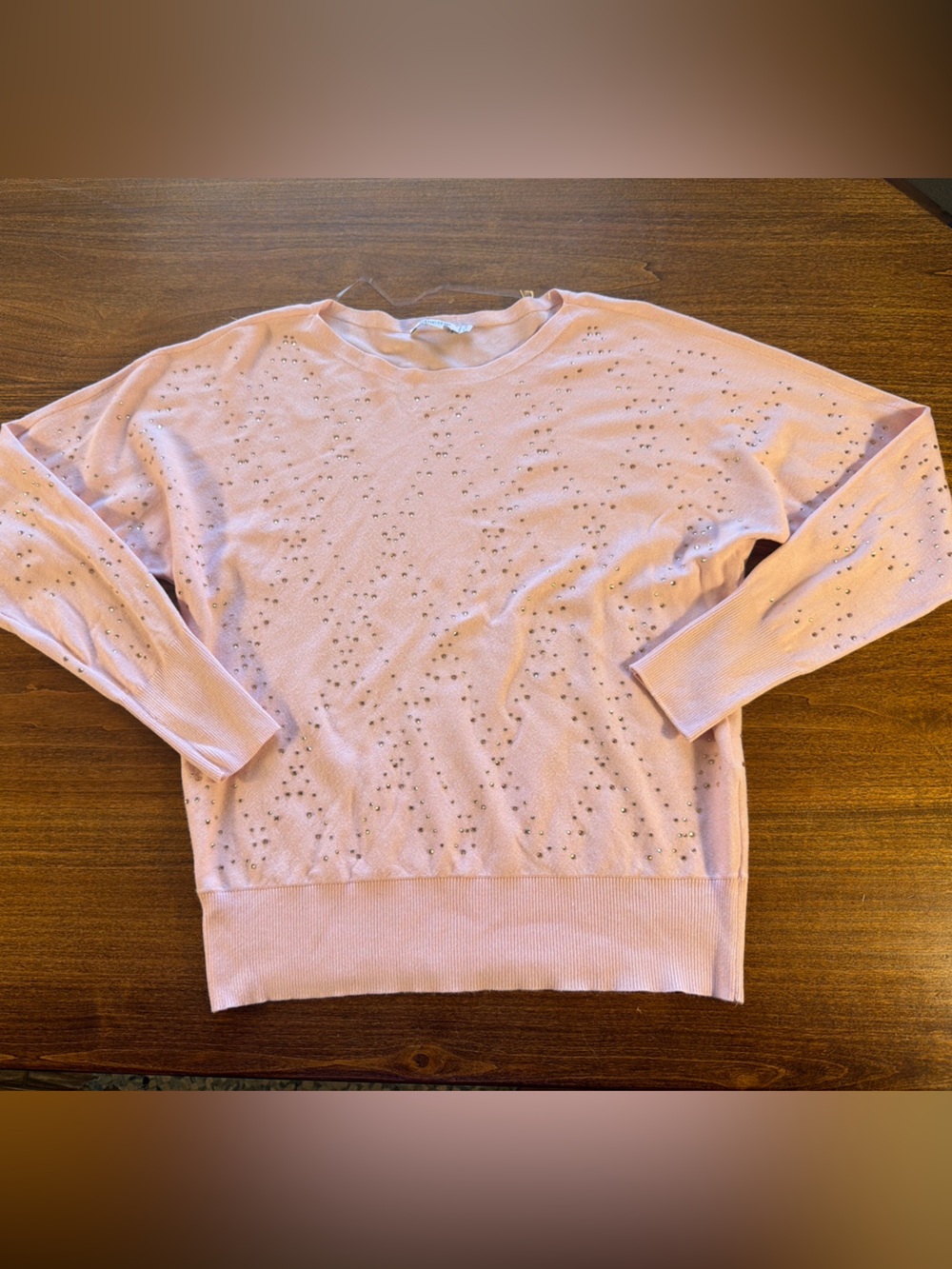 Chico’s Light Pink Embellished Beaded Women's Sweater